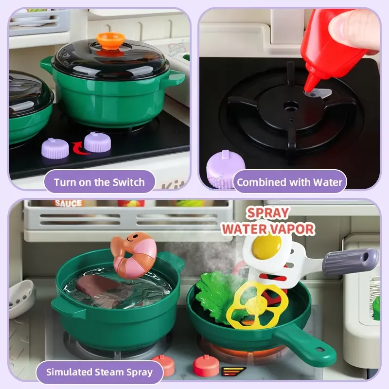90cm Large Pretend Play Kitche - Kids Toys Kitchen Set 评论和价格
