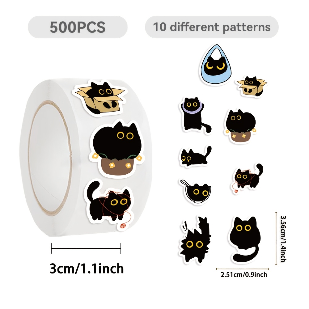 500Pcs Cartoon Cat Roll Sticke - Kids Toys Names 评论和价格